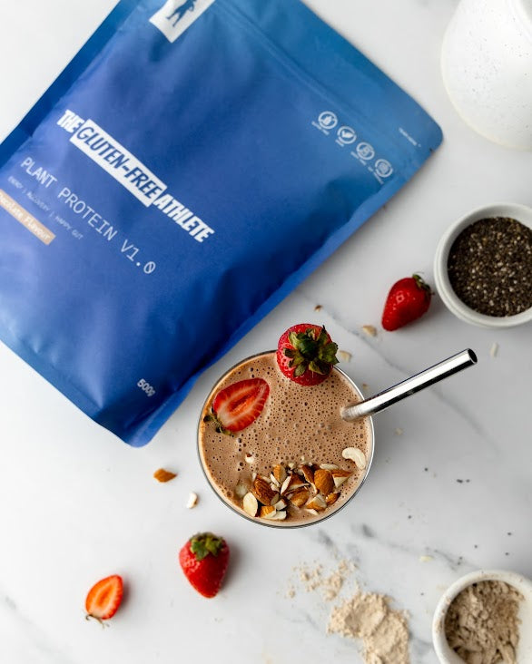 Gluten Free High Protein Strawberry Choc Smoothie